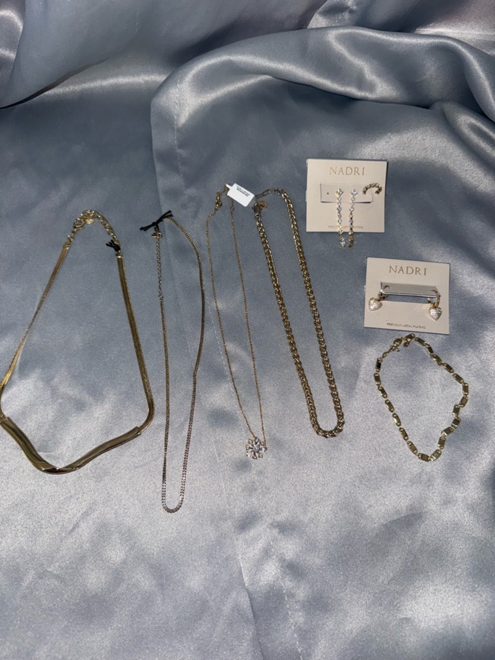 Nadri Gold-Tone Layered Necklace Set with Matching Bracelet & Earrings